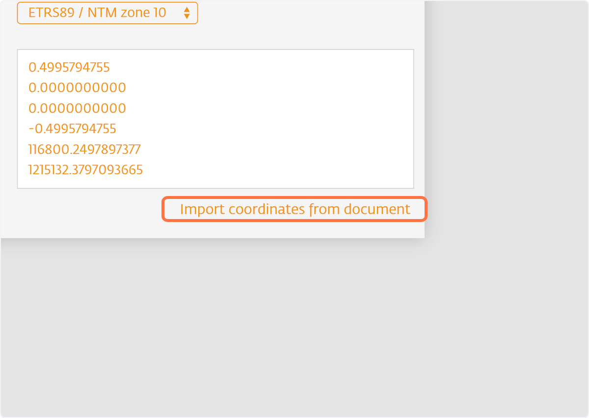 Add the coordinates for the orthophoto