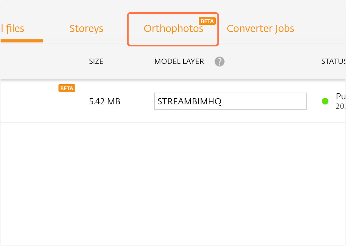 Select the Orthophotos tab