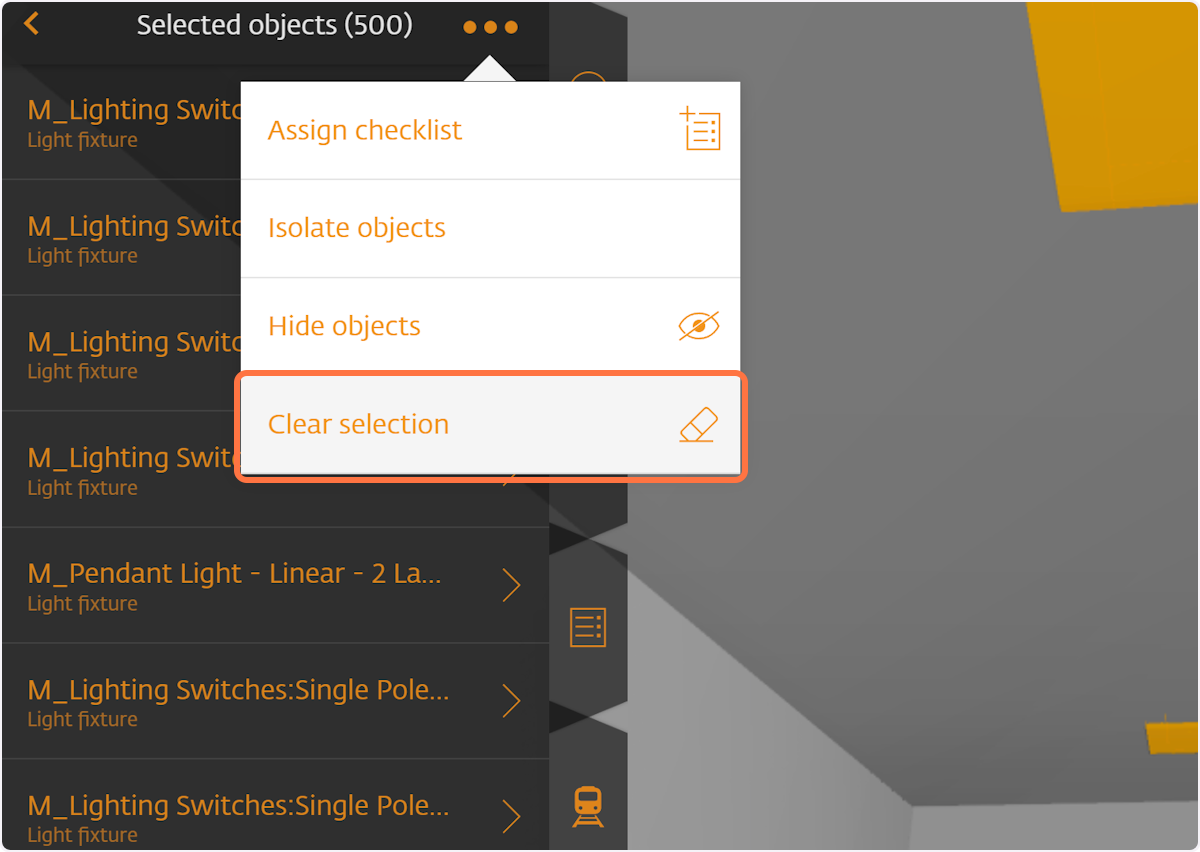 You can choose actions on the seleceted objects