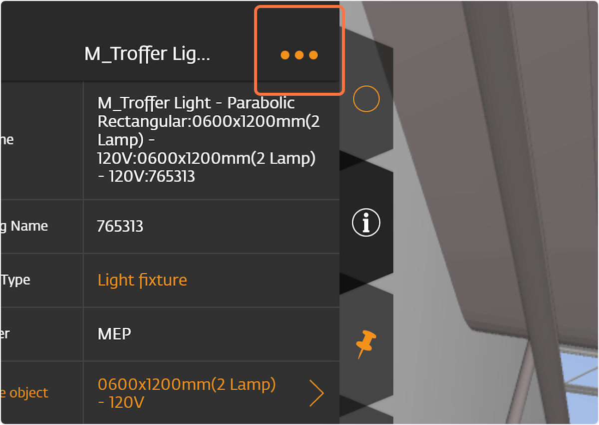 Open the object menu using the three dots at the top of the sidebar 