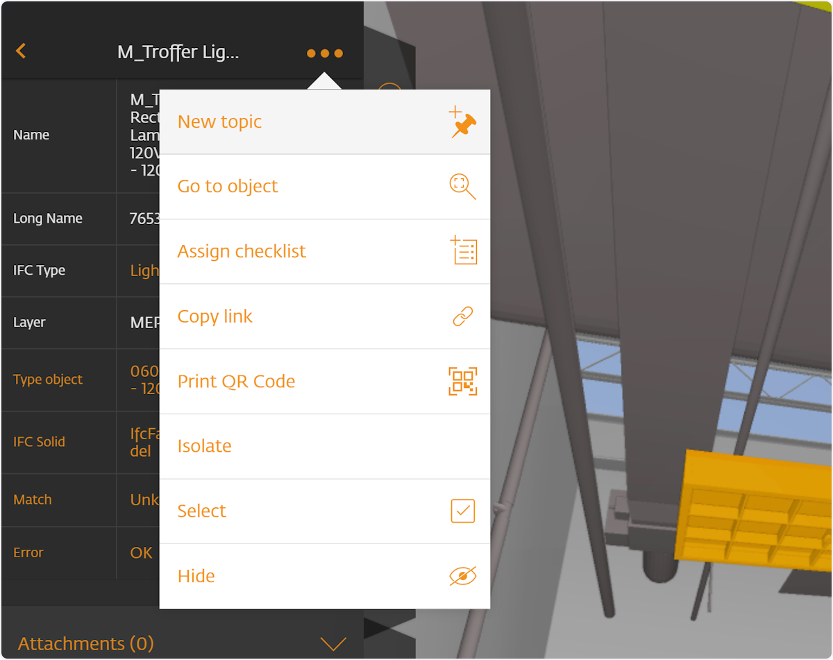 You will see a list og actions you can execute on the selected object.
