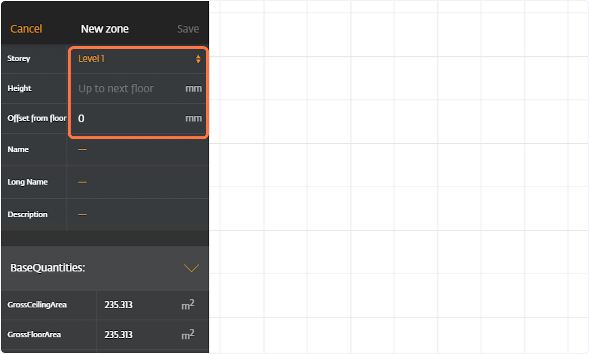 You can change the zone height, level and offset from level here
