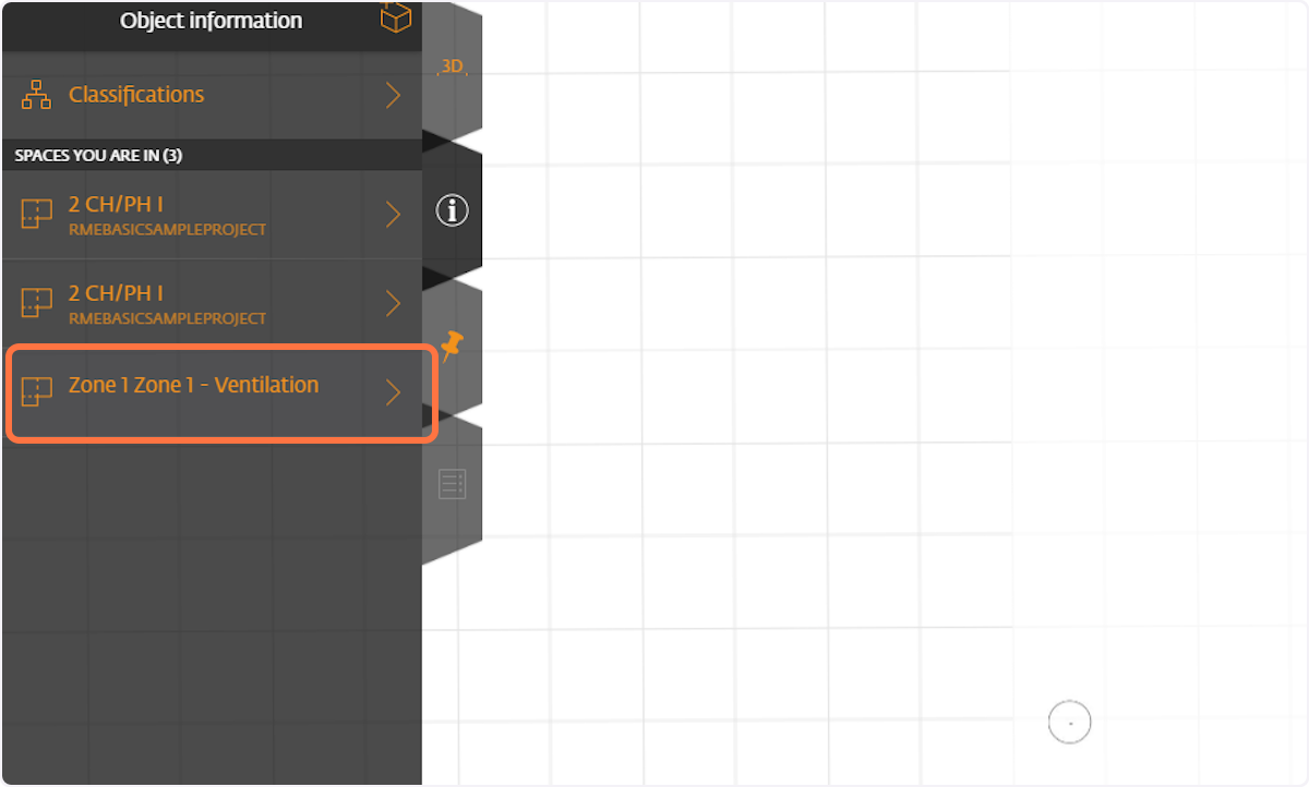 Find the new zone in the information tab and ensure your cursor is inside it. Alternatively, use the search to find it.