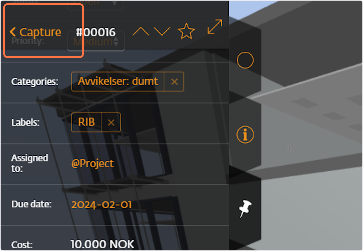 Click on Capture to go back