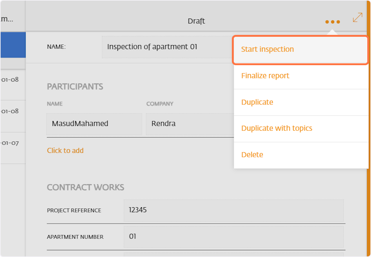 Click on Start inspection to add more topics