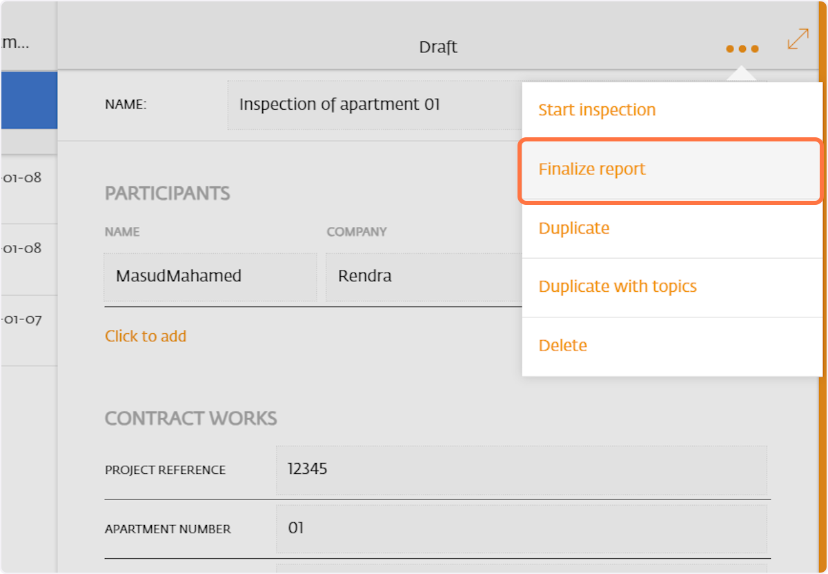 Click on Finalize report