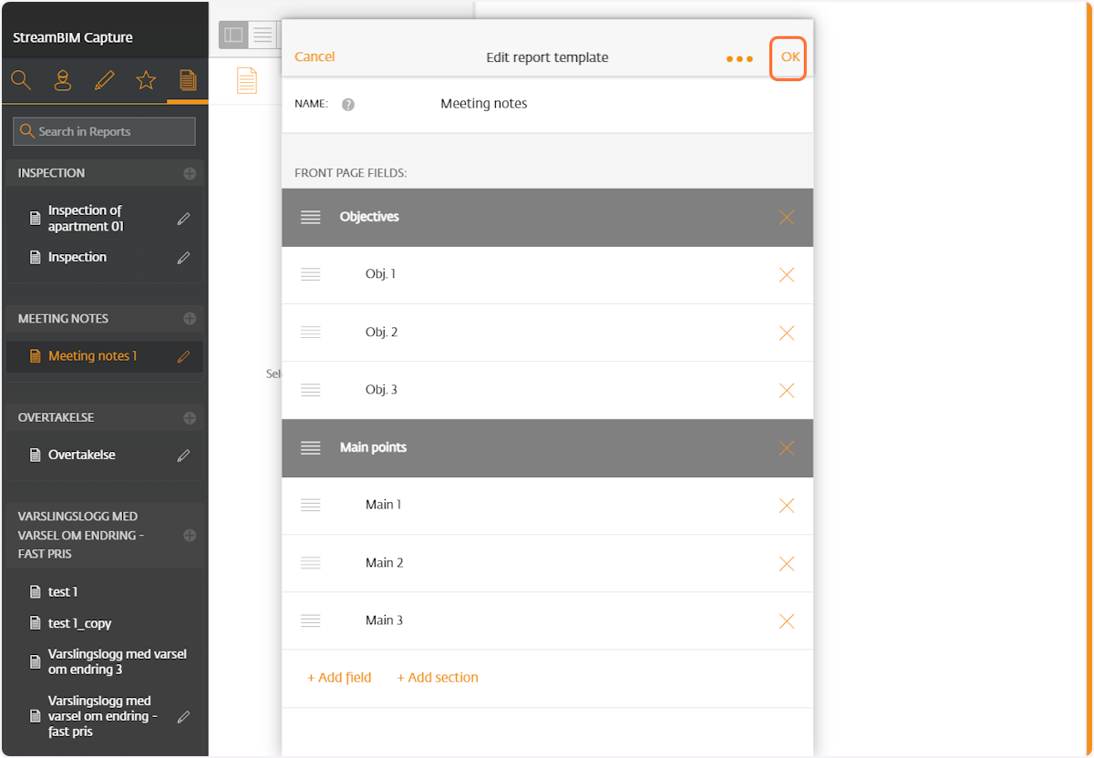Finalizing report template creation