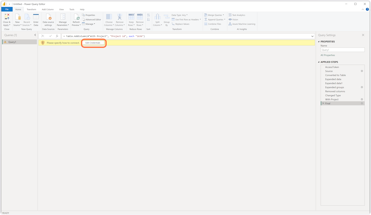 Click "Edit Credentials."