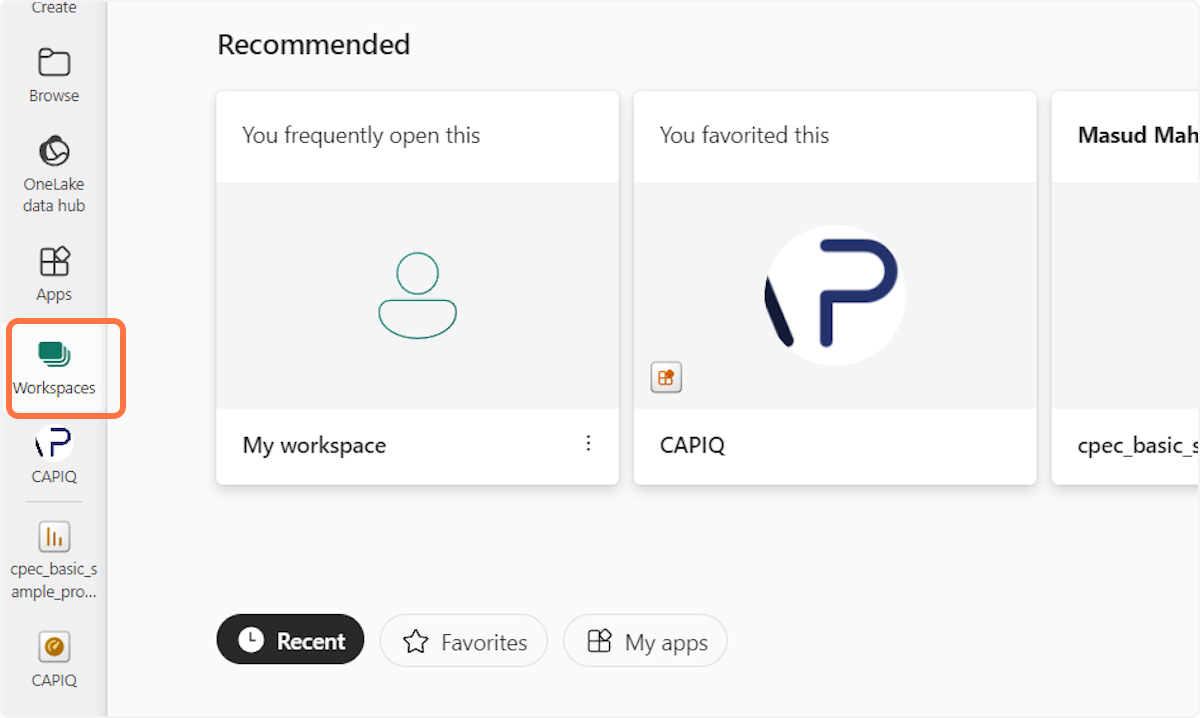 Login to your PowerBI Service and Click on Workspaces