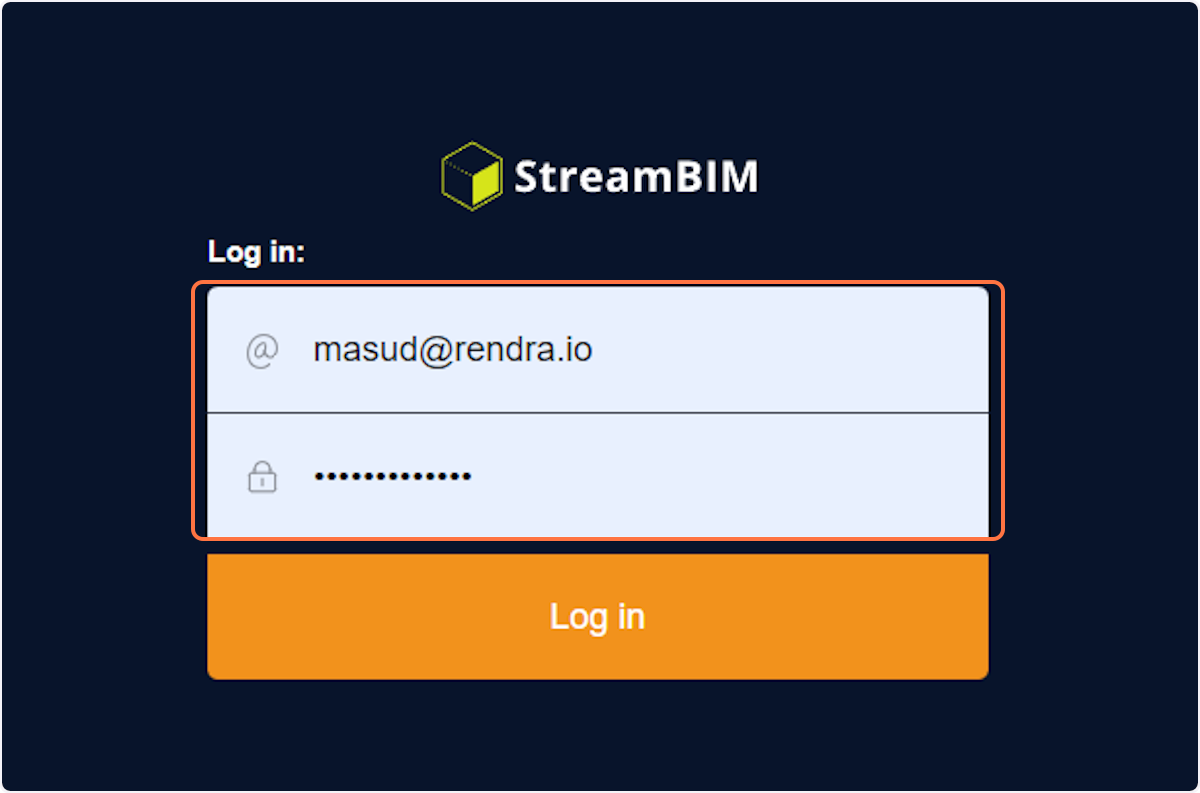 Log in using your streamBIM username and password.