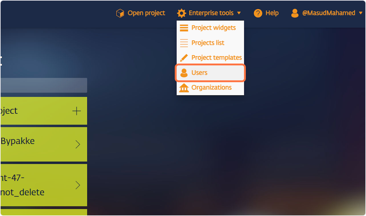 Open Users Administrations UI