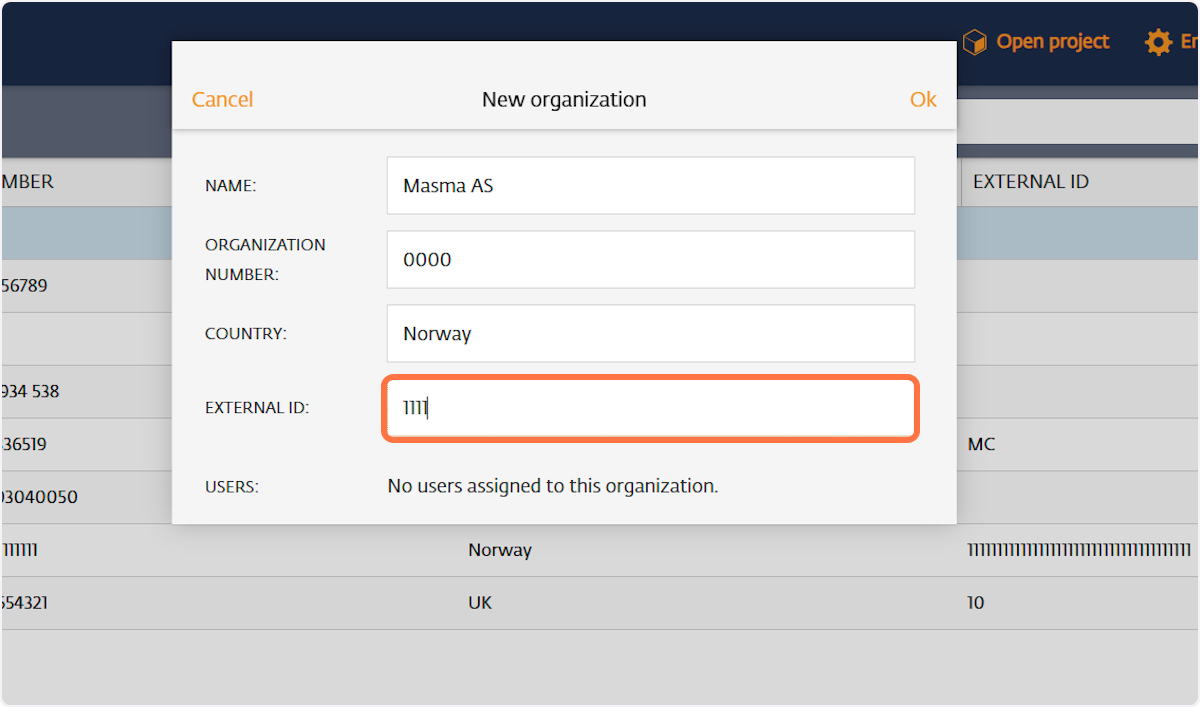 Fill out the required information in the fields and click “OK” to save.